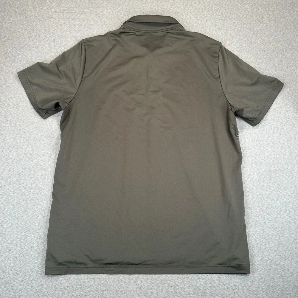 Adidas Mens XL Golf Polo Shirt Olive Green Striped Performance Short Sleeve